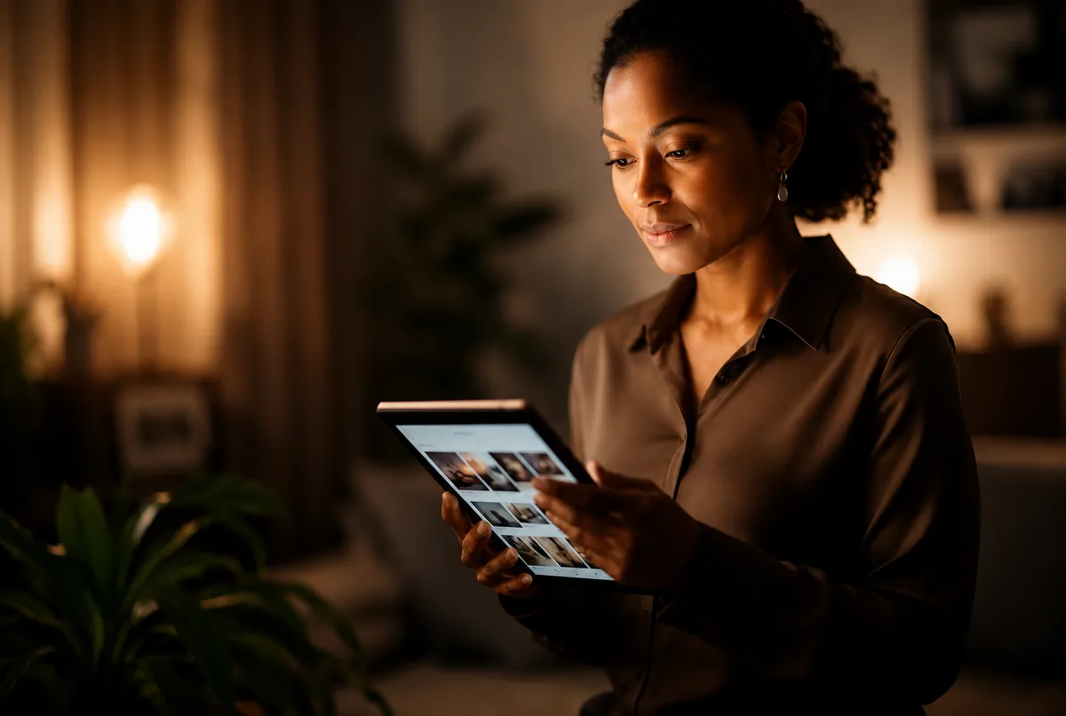 Creative professional reviewing video content on a tablet